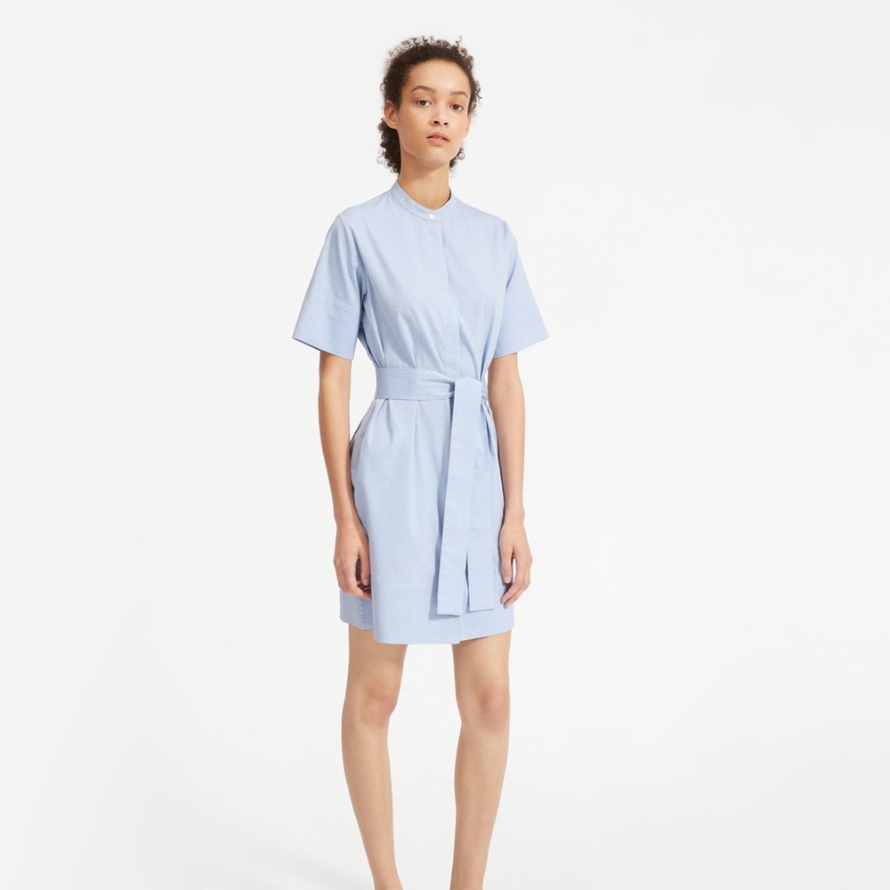 Everlane blue collarless shirt dress